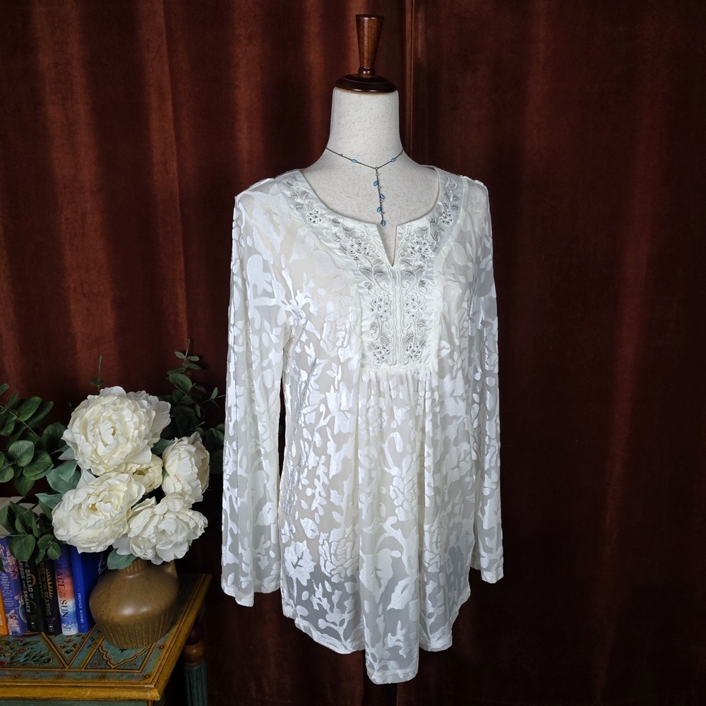 Indigo Soul Velvet Burnout Top Tunic Whimsigoth Grunge Regency Fairy‎ Romantic M